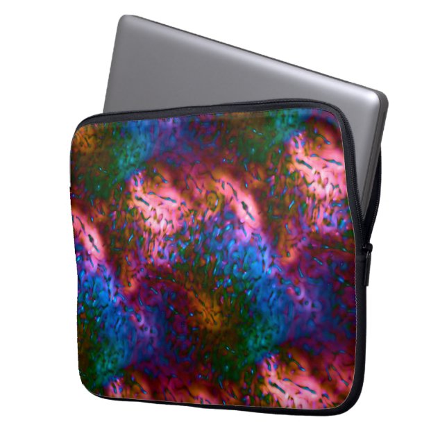 Housse Pour Ordinateur Portable Echelles chromées bleu vif sur saumon (devant gauche)