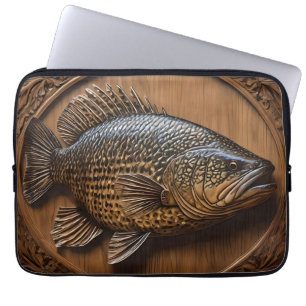 Housse Pour Ordinateur Portable Echos de la rivière : Murray Cod Wood Print,