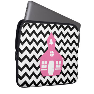 Housse Pour Ordinateur Portable École rose + Professeur noir de Chevron