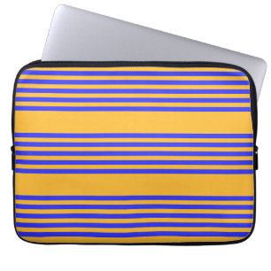 Housse Pour Ordinateur Portable Electric blue and yellow five stripes pattern