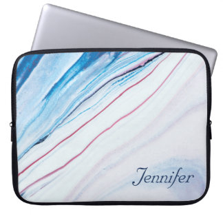 Housse Pour Ordinateur Portable Élégant BLEU ROSE PURPLE FAUX MARBRE PERSONNALISÉ