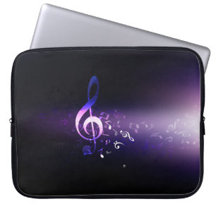 Housse Pour Ordinateur Portable Élégant Bright Purple Music Notes Arrière - plan