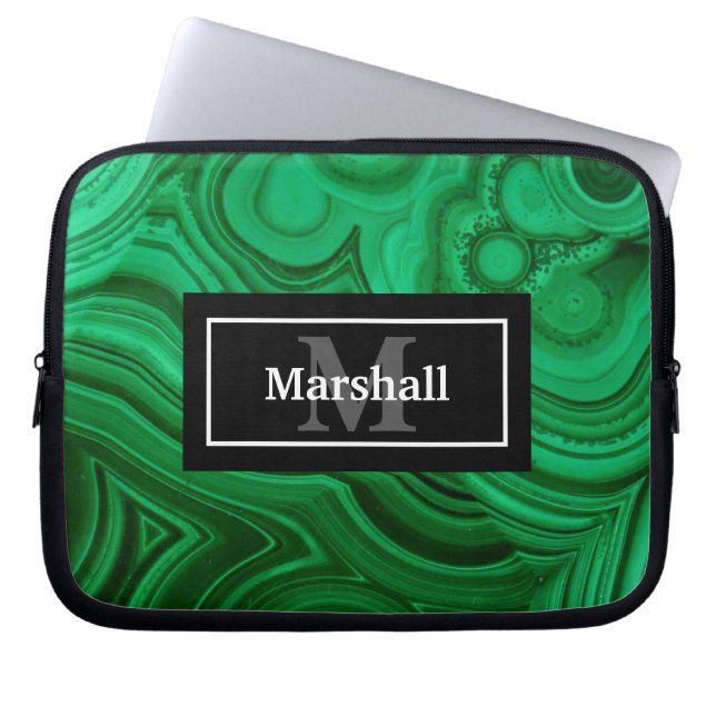 Housse Pour Ordinateur Portable Elégant Design de Rock Malachite Vert (Devant)