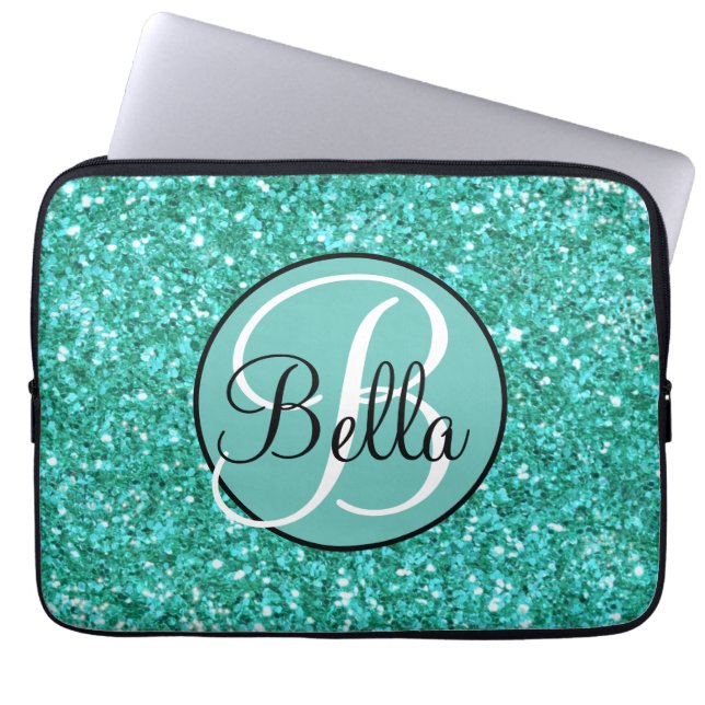 Housse Pour Ordinateur Portable Élégant monogramme de motif de parties scintillant (Devant)