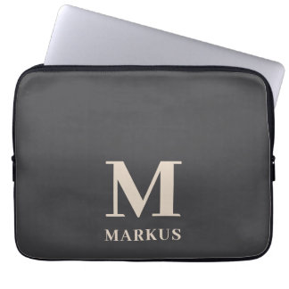 Housse Pour Ordinateur Portable Élégant Monogramme gris