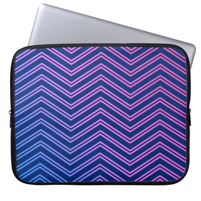 Housse Pour Ordinateur Portable Elégant Motif Chevron Pink-Navy (Devant)