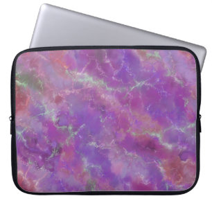 Housse Pour Ordinateur Portable Élégant Motif en marbre rose, violet et argenté