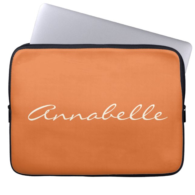 Housse Pour Ordinateur Portable Élégant Orange manuscrit Nom de script personnalis (Devant)