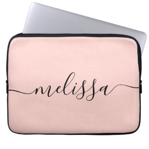 Housse Pour Ordinateur Portable Élégant Pastel rose Signature Nom du script