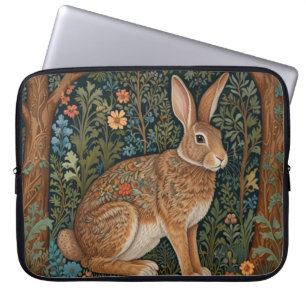 Housse Pour Ordinateur Portable Élégant retro lapin boisé boisé fleuri