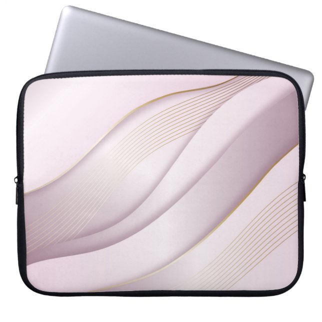 Housse Pour Ordinateur Portable Elégant Rosegold Wavy Lines Texture (Devant)