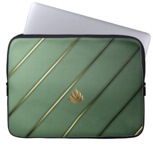 Housse Pour Ordinateur Portable Élégant Sage Vert & Or