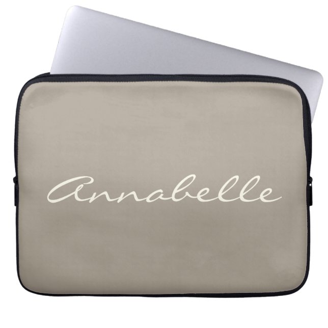 Housse Pour Ordinateur Portable Élégant Taupe Brown manuscrit Nom de script person (Devant)