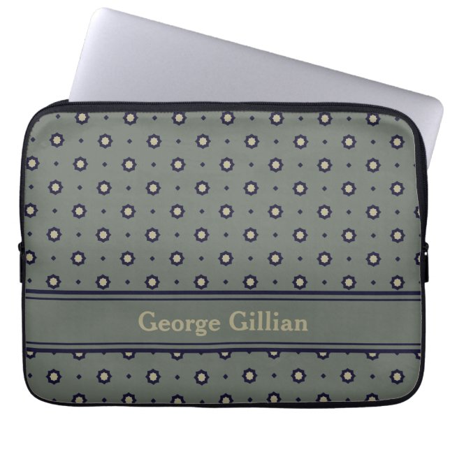 Housse Pour Ordinateur Portable élégant vert mousse géométrique (Devant)