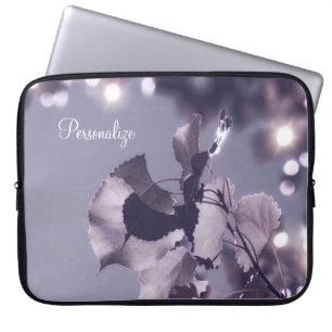Housse Pour Ordinateur Portable Élégant violet Bokeh Aspen Feuilles avec nom