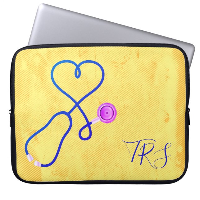 Housse Pour Ordinateur Portable Elégante aquarelle Médicale docteur ou infirmière  (Devant)