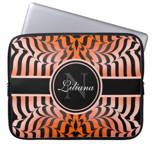 Housse Pour Ordinateur Portable Elégante esthétique Peau de tigre orange et noir