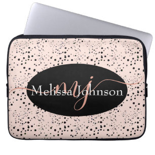 Housse Pour Ordinateur Portable Élégante lettrage Rose Gold sur Black Laptop Sle