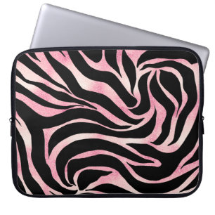 Housse Pour Ordinateur Portable Elégante Parties scintillant Rose or Zebra Black P