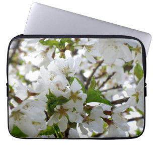 Housse Pour Ordinateur Portable Elégante photo de fleurs florales blanches