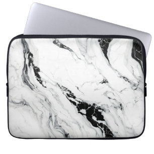 Housse Pour Ordinateur Portable Elégante pierre de marbre noir et blanc abstrait