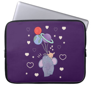 Housse Pour Ordinateur Portable Élément et Lapin Montgolfière spatiale   Fantaisis