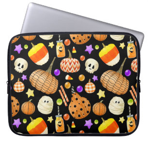 Housse Pour Ordinateur Portable Éléments d'Halloween : citrouilles, crâne, motif m