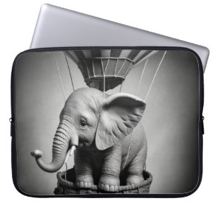 Housse Pour Ordinateur Portable Elephant bébé dans un ballon à air chaud