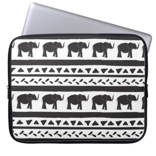 Housse Pour Ordinateur Portable Eléphants, lignes, triangles, sans couture décorat