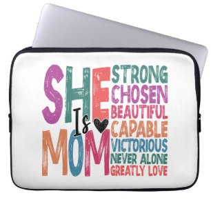 Housse Pour Ordinateur Portable Elle est maman bienheureuse Maman Retro Citer la f