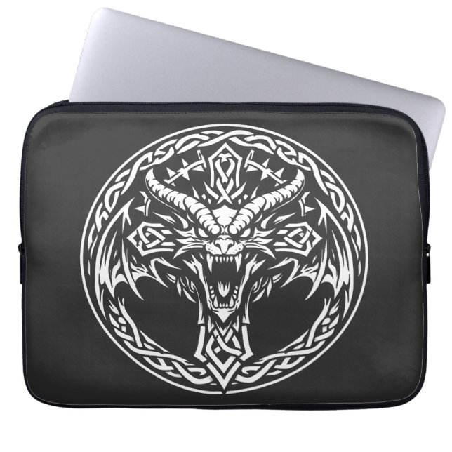 Housse Pour Ordinateur Portable Emblème Dragon Celtique par BurnsInHell (Devant)