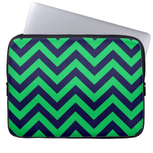Housse Pour Ordinateur Portable Emerald, Grand Motif Chevron bleu marine ZigZag
