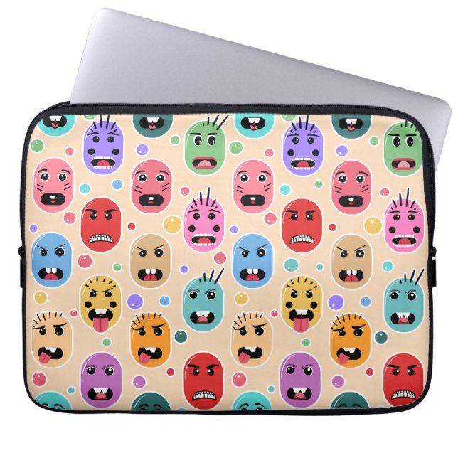Housse Pour Ordinateur Portable Émotions Visages colorés (Devant)