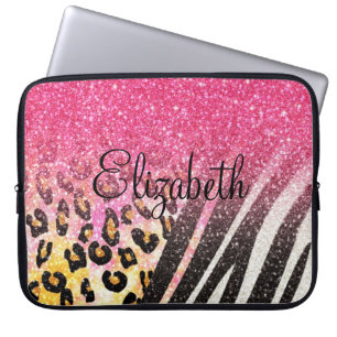Housse Pour Ordinateur Portable Empreinte de léopard à la mode, zèbre rayures