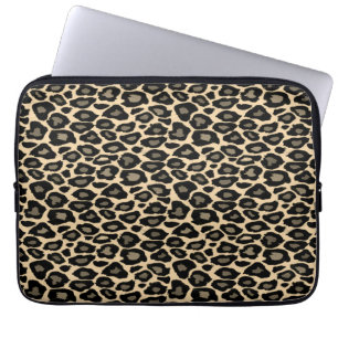 Housse Pour Ordinateur Portable Empreinte de léopard noir et tan