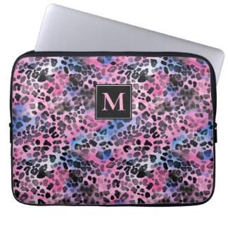 Housse Pour Ordinateur Portable Empreinte de léopard rose