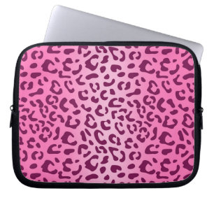 Housse Pour Ordinateur Portable Empreinte de léopard rose élégant