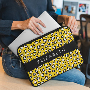 Housse Pour Ordinateur Portable Empreinte de léopard, Spots, Leopard Jaune, Votre