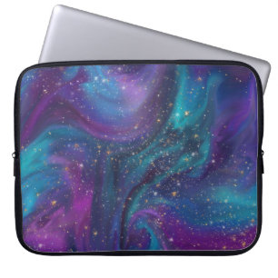 Housse Pour Ordinateur Portable Encre cosmique   Turquoise bleu violet Galaxie Neb