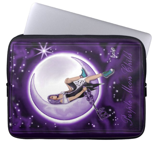 Housse Pour Ordinateur Portable Enfant de lune violette (Devant)