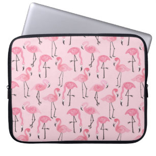 Housse Pour Ordinateur Portable Ensemble flamingo rose, motif d'été tropical vin