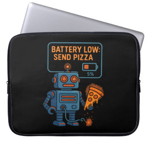 Housse Pour Ordinateur Portable Envoyer Robot Pizza Batterie 5% Jeux Nourriture Dr