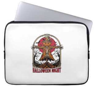 Housse Pour Ordinateur Portable Épouvantail Citrouille Halloween Gravure Vintage A