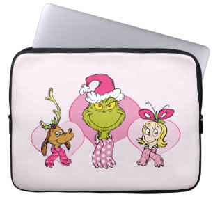 Housse Pour Ordinateur Portable Équipage Grinch en portrait rose de la Saint-Valen