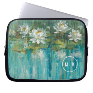 Housse Pour Ordinateur Portable Étang de nénuphar du monogramme