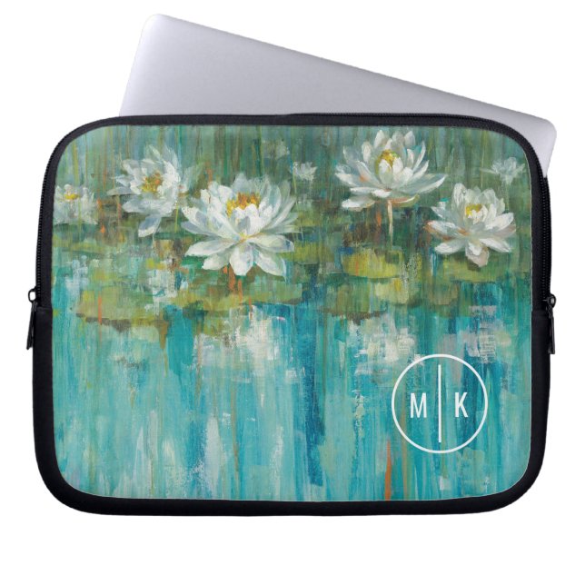 Housse Pour Ordinateur Portable Étang de nénuphar du monogramme | (Devant)