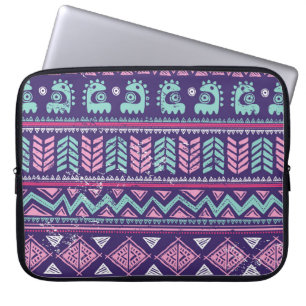 Housse Pour Ordinateur Portable Ethnique Tribale : Motif coloré sans couture.