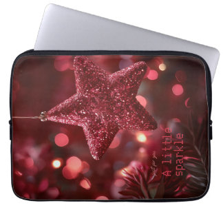 Housse Pour Ordinateur Portable Étoile rouge scintillante