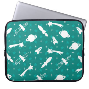 Housse Pour Ordinateur Portable Étoiles bleues turquoises de planètes d'astronaute