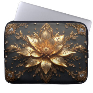 Housse Pour Ordinateur Portable ✨ Étui pour ordinateur portable à fleurs dorées Ca